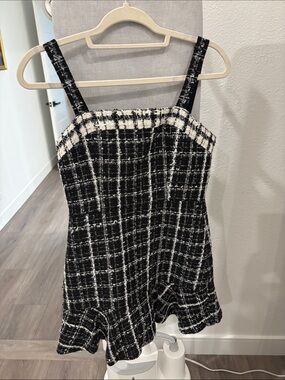 Alice + Olivia Black and White Tweed Dress
